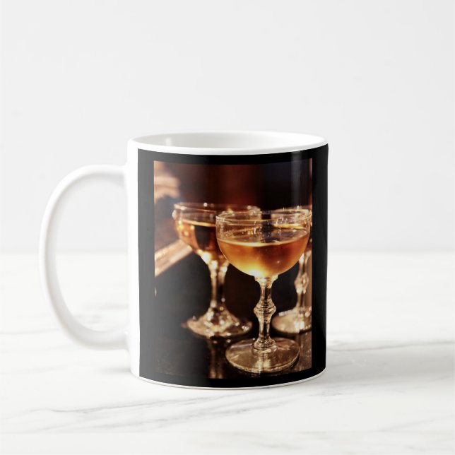 champagne glass golden toast coffee mug (Left)