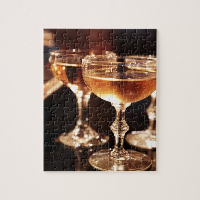 champagne glass golden toast jigsaw puzzle (Vertical)