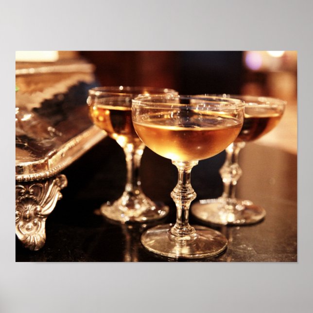 champagne glass golden toast poster (Front)