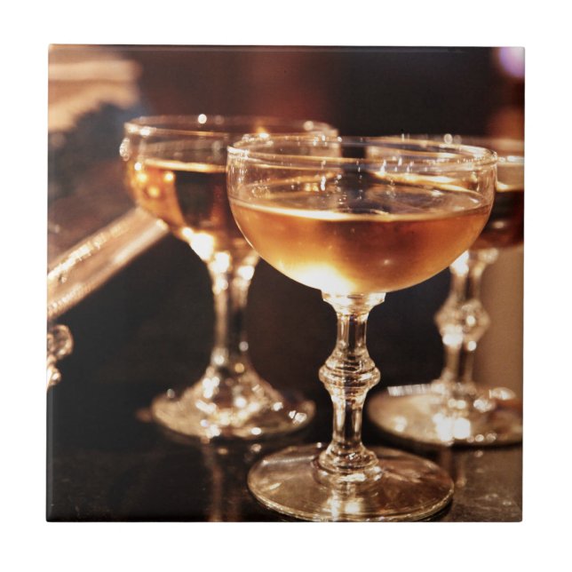 champagne glass golden toast tile (Front)