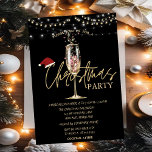 Champagne Glass Santa Hat Christmas Company Invitation<br><div class="desc">An elegant holiday party invitation featuring a Christmas champagne glass with Santa hat on black background. These beautiful Christmas invitations are perfect for Christmas dinner party invitations, holiday gift exchange invitations, Christmas fundraisers, holiday ball invitations, and other events held during the month of December. Just use the template fields to...</div>