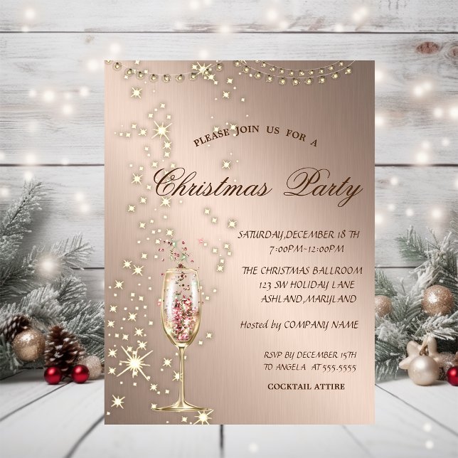 Champagne Glass,Sparkle,Lights,Christmas  Invitation (Creator Uploaded)