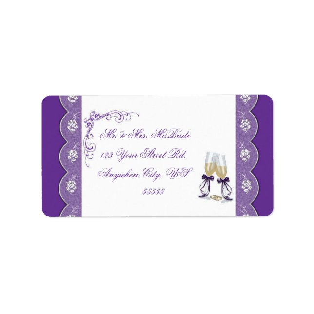 Champagne Glass Wedding Address Labels pu (Front)