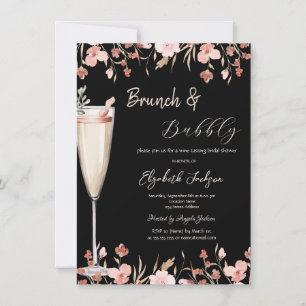 Champagne Glass Wildflowers Invitation