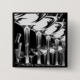 Champagne Glasses 15 Cm Square Badge