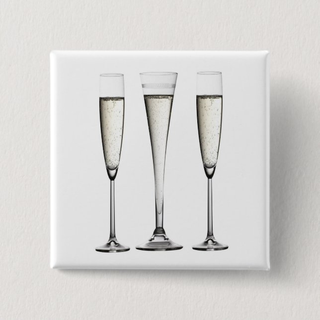 Champagne Glasses 15 Cm Square Badge (Front)