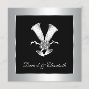 Champagne Glasses 25th Wedding Anniversary Invitation