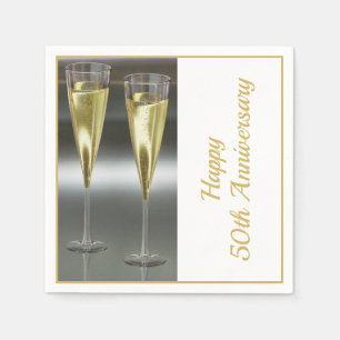 Champagne Glasses 50th Wedding Anniversary Party Napkin
