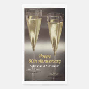 Champagne Glasses 50th Wedding Anniversary Party Napkin