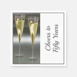 Champagne Glasses 50th Wedding Anniversary Party Napkin