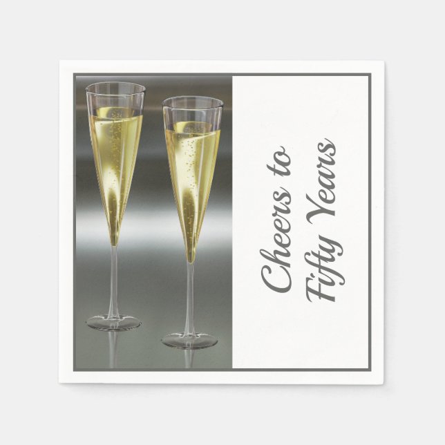 Champagne Glasses 50th Wedding Anniversary Party Napkin (Front)