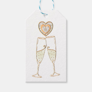 Champagne Glasses and Hearts Gift Tags
