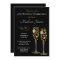 Champagne Glasses Black Gold Birthday Invitation