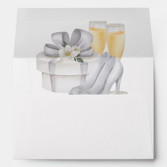 Champagne Glasses Brides Shoes Bridal Shower  Envelope (Back (Bottom))