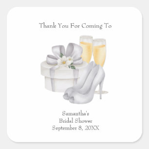 Champagne Glasses Brides Shoes Bridal Shower Favou Square Sticker