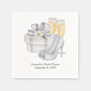 Champagne Glasses Brides Shoes Bridal Shower  Napkin