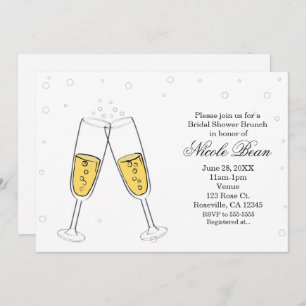 Champagne Glasses & Bubbles Modern Invitations