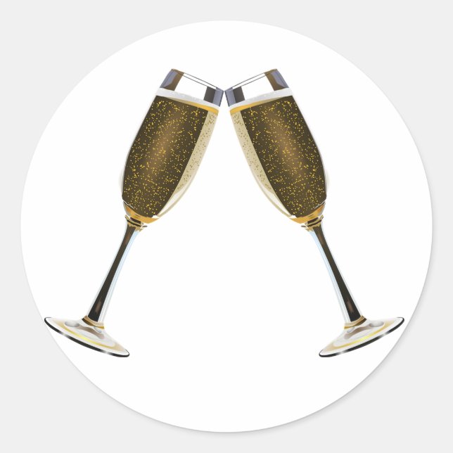 Champagne Glasses Celebration Classic Round Sticker (Front)