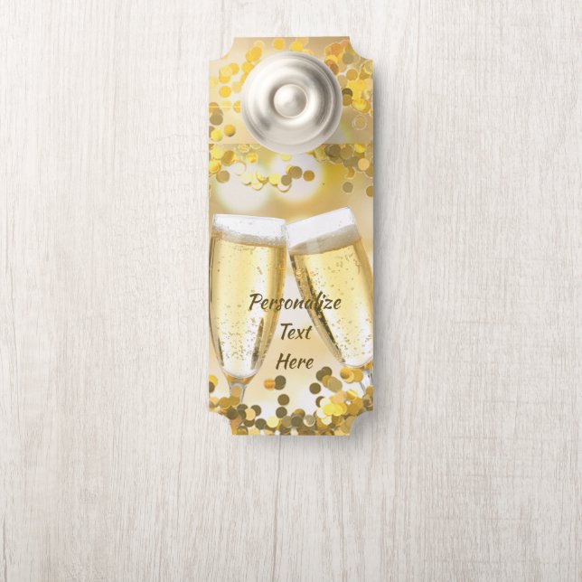 Champagne Glasses Celebration Newlywed Room Door Hanger (On Knob)