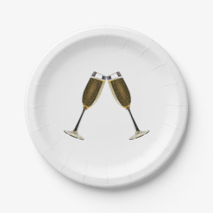 Champagne Glasses Celebration Paper Plate