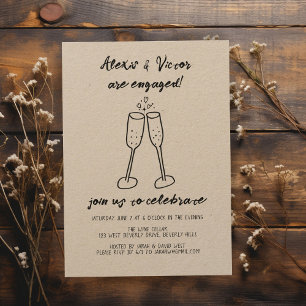Champagne Glasses Cheers Custom Engagement Party Invitation