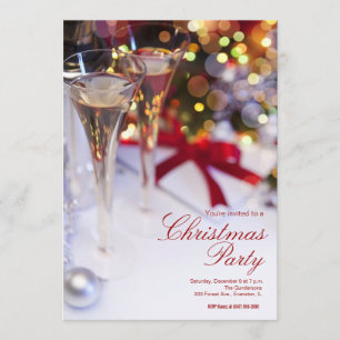 champagne glasses christmas party invitation