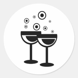 Champagne Glasses Classic Round Sticker