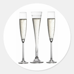 Champagne Glasses Classic Round Sticker