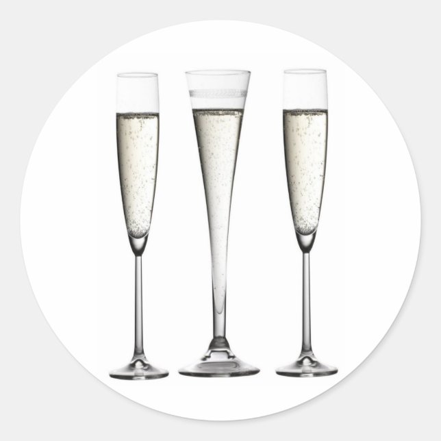 Champagne Glasses Classic Round Sticker (Front)