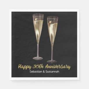 Champagne Glasses Custom Wedding Anniversary Party Napkin