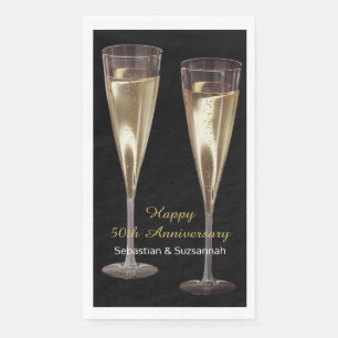 Champagne Glasses Custom Wedding Anniversary Party Napkin