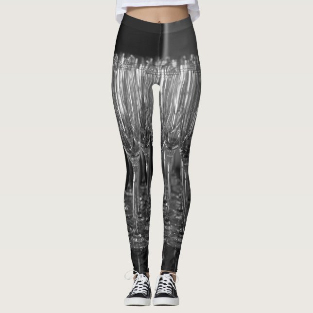 Champagne glasses designed Leggings (Front)