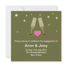 Champagne glasses engagement invitation