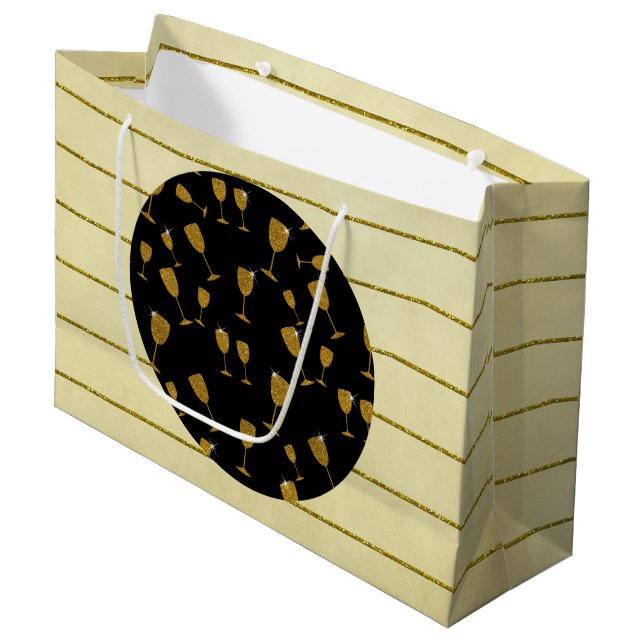 Champagne Glasses, Gift Bag - Large, Glossy (Front Angled)