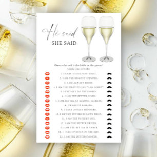Champagne glasses - He said she said bridal shower