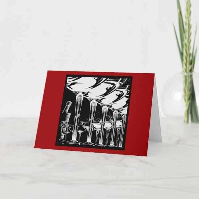 Champagne Glasses Holiday Card (Front)