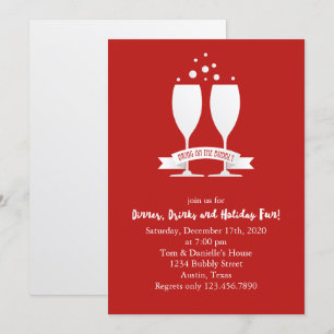 Champagne Glasses Holiday Party Invitation