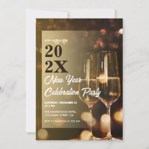 Champagne Glasses New Year Invitation