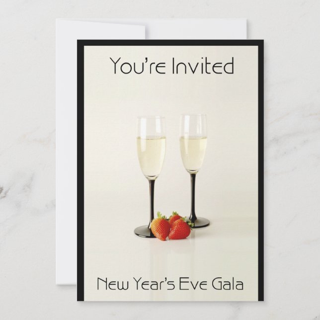 Champagne Glasses New Year's Eve Party Invitation (Back)