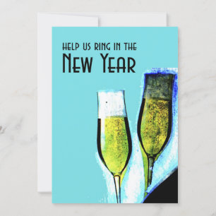 Champagne Glasses New Year's Eve Party Invitation