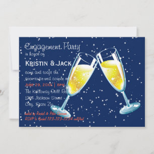 Champagne Glasses Night - Engagement Party Invitation