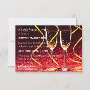 Champagne Glasses Photo - 3x5 Bachelorette Party Invitation