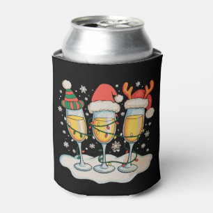 Champagne Glasses Santa Reindeer Christmas Xmas Can Cooler