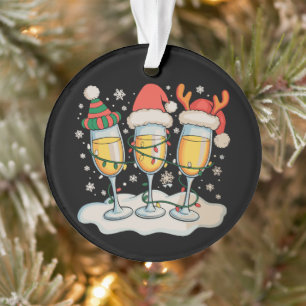 Champagne Glasses Santa Reindeer Christmas Xmas Ornament