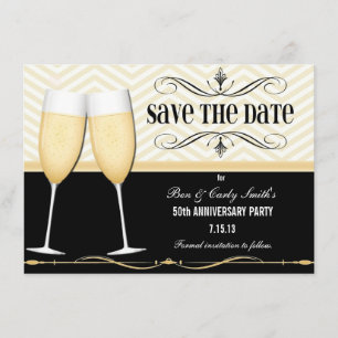 Champagne Glasses Save the Date Invitation