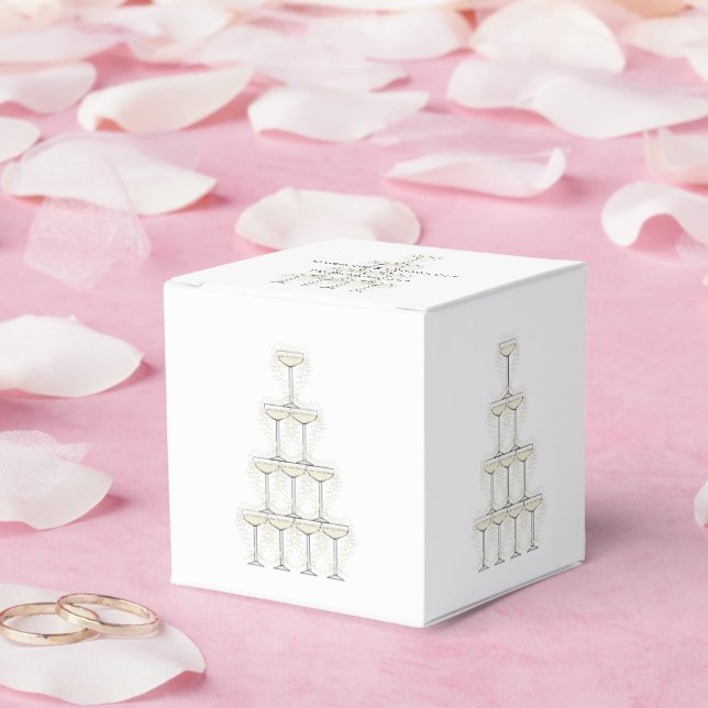 Champagne Glasses Simple Wedding Favour Box (Wedding)