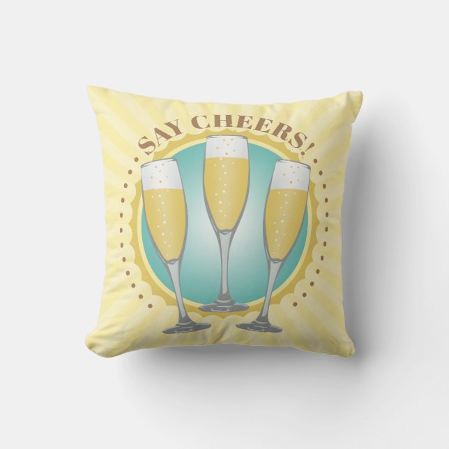 Champagne Glasses Throw Pillow (Front)