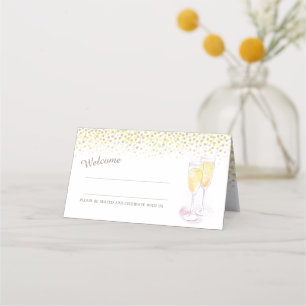 Champagne glasses wedding guest place cards