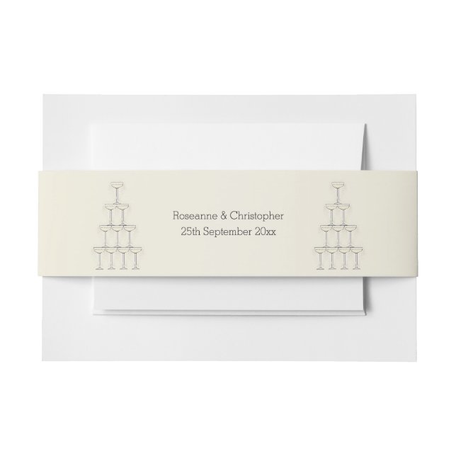 Champagne Glasses Wedding Invitation Belly Band (Front Example)