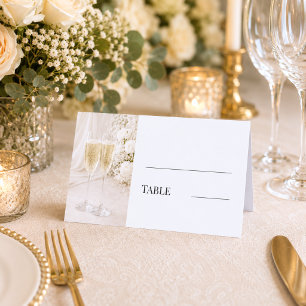 Champagne glasses wedding luxury table place card